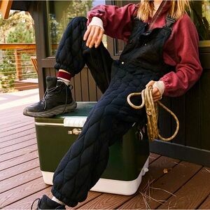 Free People FP Movement Dream Big Quilted Salopette 
Black XL